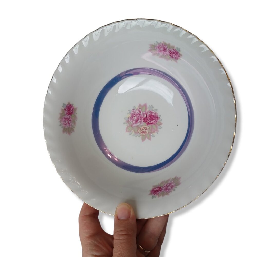 Vintage China Porcelain Small Serving Bowl Dish Dinnerware Gold Rim Floral